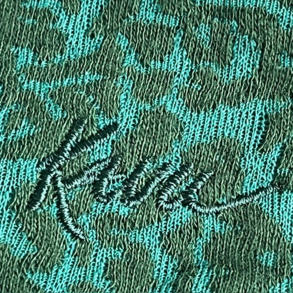 KAVU Lopez Jacquard Button Up High Neck Pullover Sweater - Green/Black - S - Picture 7 of 9
